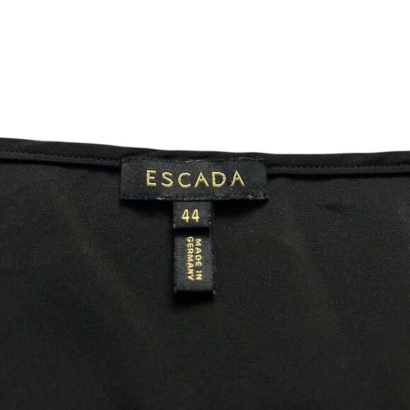 Escada Blouse Size 44 Black Pleated‎ Sleeveless Scoopneck Top Dressy Classic - Picture 8 of 9